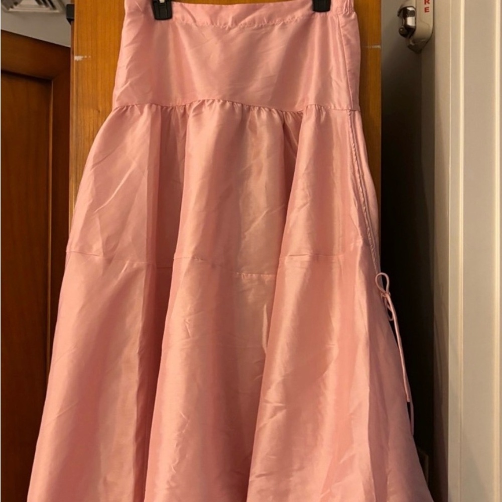 Free People Emery drop waist PINK Drawstring Maxi Skirt